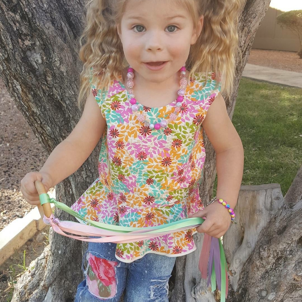 Handmade Girl's Floral Peplum Top